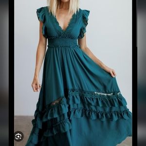Baltic Born Jasmine Ruffle maxi dress in Jade
